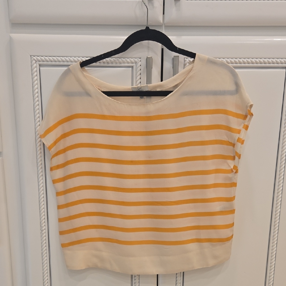Joie Cream and Yellow Striped Crop Top